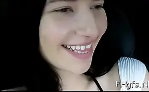 Ribald minded in force age teenager is turning her fantasies come by reality
